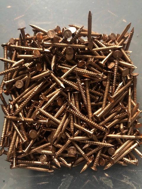#14 Gauge Silicon Bronze Ring Shank Boat Nails - 1/4 Lb, Made In USA - Clendenin 3V1320